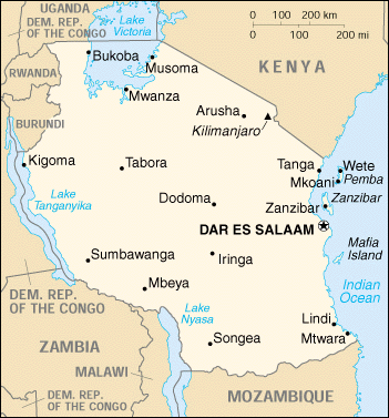 Mapka Tanzanii (344 KB)